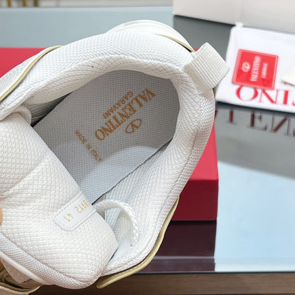 VALENTINO 25S GARAVANI OPEN SKATE SNEAKERS IN WHITE MIX GOLD LAMBSKIN STYLE 14
