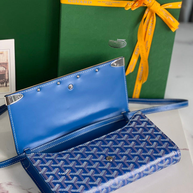 MONTE-CARLO PM CLUTCH 25 IN SAPPHIRE BLUE GOYARDINE CANVAS