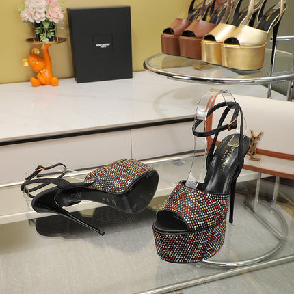 SL SUPER HIGH HEELS SANDAL RAINBOW CRYSTAL SATIN