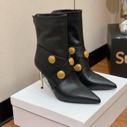 BALMAIN 26S BOOT 105 MM IN BLACK CALFSKIN WITH GOLD HARDWARE STYLE 2