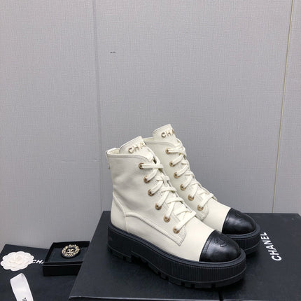 MARTIN SHORT BOOTS WHITE MIX BLACK LAMBSKIN