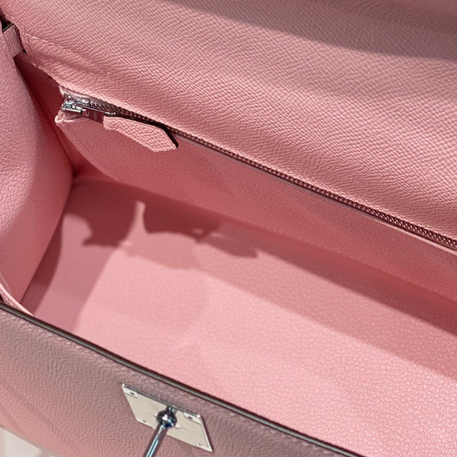 KELLY 28CM IN ROSE SAKURA SWIFT CALFSKIN SILVER HARDWARE