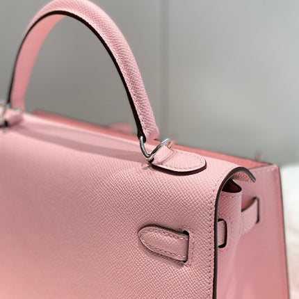 KELLY 28CM IN ROSE SAKURA SWIFT CALFSKIN SILVER HARDWARE