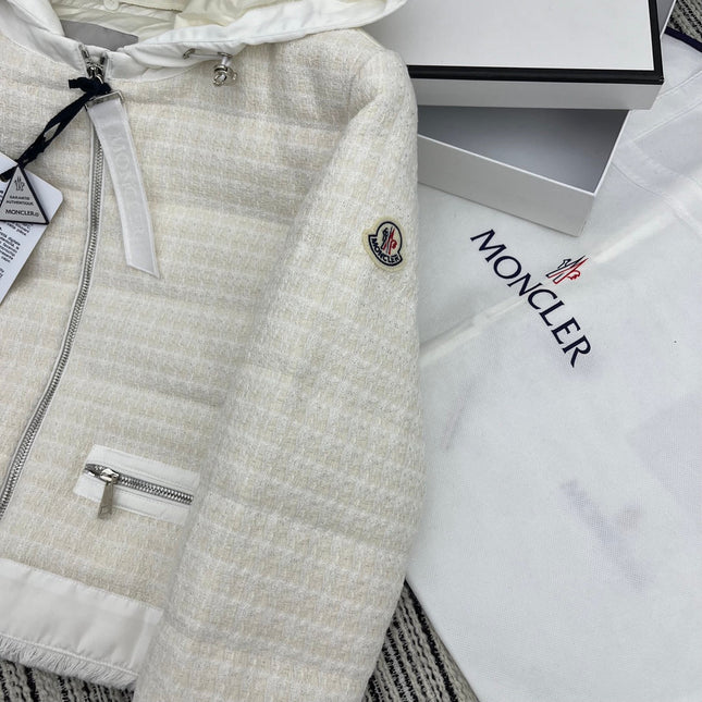 MONCLER 25S TWEED DOWN HOODED JACKET 256