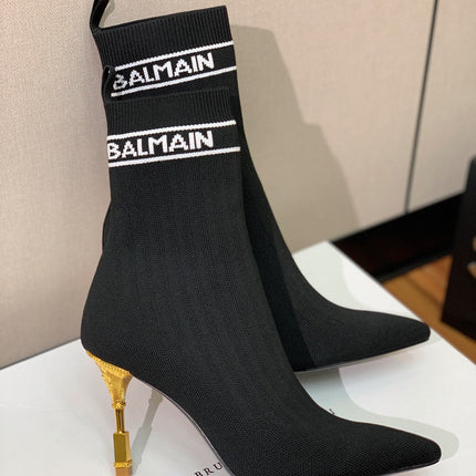 BALMAIN 26S BOOTS 95 MM IN BLACK FLYKNIT STYLE 5