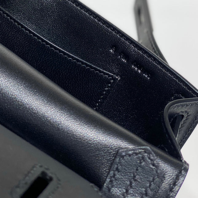 HM JYPSIERE SHOULDER BAG 23 IN NAVY BLUE CALFSKIN SILVER HARDWARE