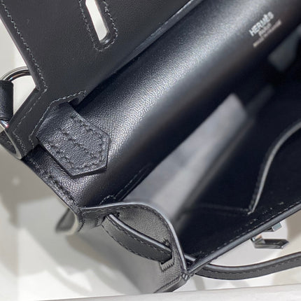 HM JYPSIERE SHOULDER BAG 23 IN NAVY BLUE CALFSKIN SILVER HARDWARE