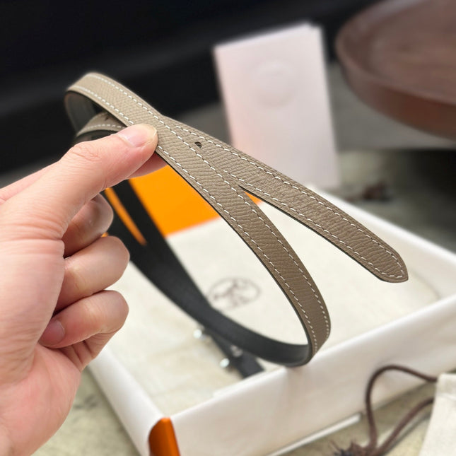 HM FOCUS BUCKLE & REVERSIBLE BLACK AND KHAKI BROWN LEATHER STRAP 13MM GOLD HARDWARE
