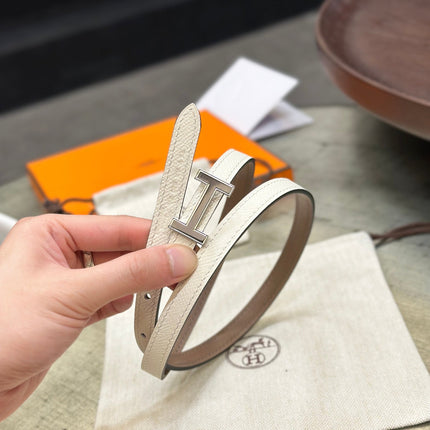 HM FOCUS BUCKLE & REVERSIBLE PEANUT BROWN AND WHITE LEATHER STRAP 13MM SILVER HARDWARE