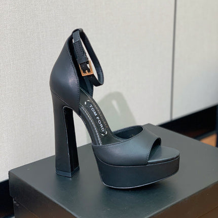 HIGH HEEL 14.5 CM SANDALS IN BLACK CALFSKIN