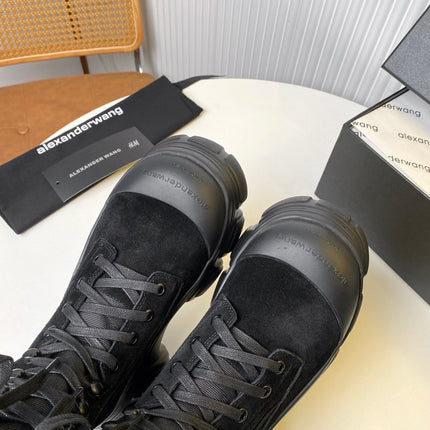 STORM COMBINATION 8 CM BOOTS IN BLACK SUEDE AND SHEEPSKIN