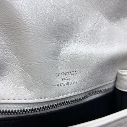 BB SOFT FLAP BAG 24 IN WHITE PEACH CALFSKIN SILVER HARDWARE