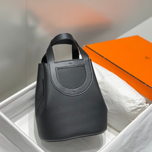 HERMES 25S IN THE LOOP 18 IN BLACK CALFSKIN SILVER HARDWARE