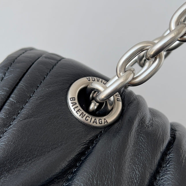 MONACO BAG 32 IN BLACK QUILTED THIN CALFSKIN SILVER HARDWARE
