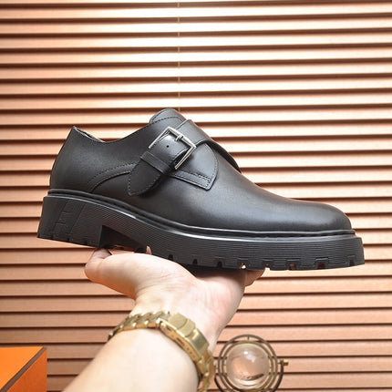 HM MONK STRAP BLACK CALFSKIN