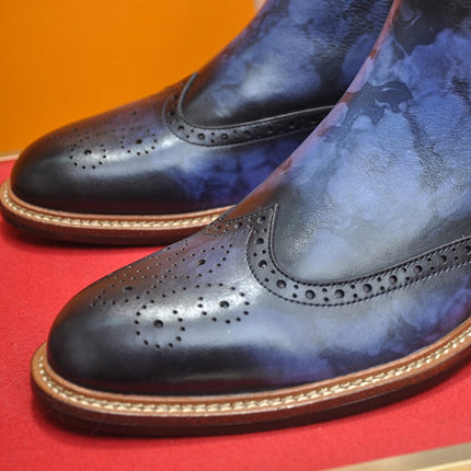 LV CHELSEA ANKLE BOOT IN BLUE OMBRE BLACK CALFSKIN