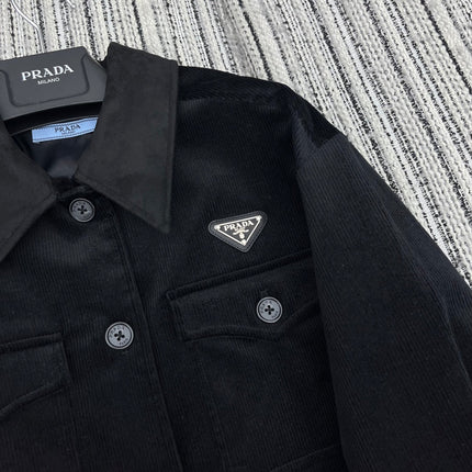 PRADA 25S VELVET-COLLAR SHIRT JACKET 337