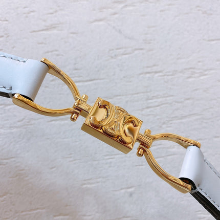 Hook & Loop 20mm TRIOMPHE Logo Square Adjustable Belt White Calfskin Ghw