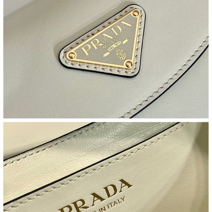 FLAP BAG 25 IN WHITE SMOOTH CALFSKIN TRIANGLE LOGO