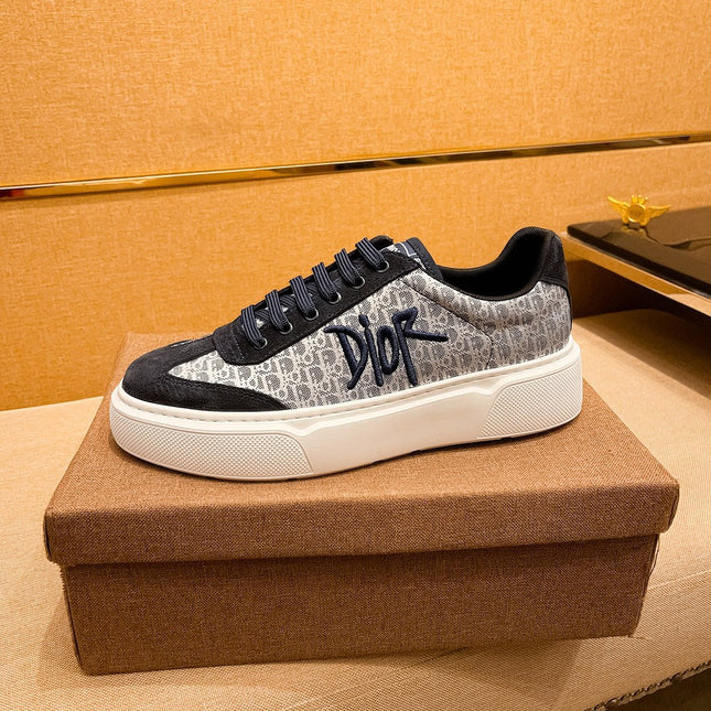 CD HOMME THICK-SOLE SNEAKERS BLACK AND WHITE JACQUARD