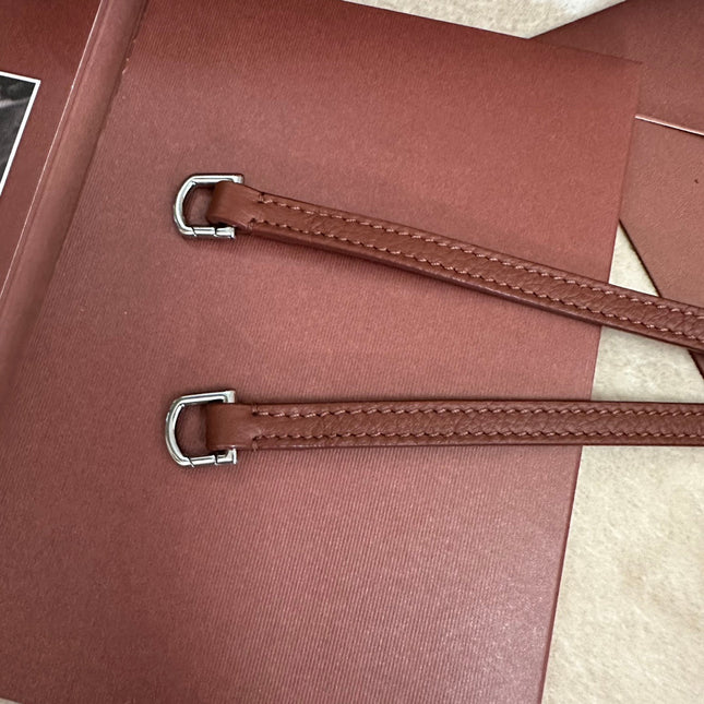EXTRA POCKET BACKPACK L23.5 IN BRONZE BROWN CALFSKIN WITH SILVER HARDWARE