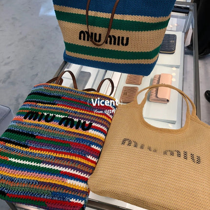 SHOPPING BAG 38 IN COLORFUL RAFFIA WOVEN - HAND