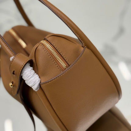 DARLING HANDBAG 25 IN RUSSET BROWN SOFT GRAIN LAMBSKIN