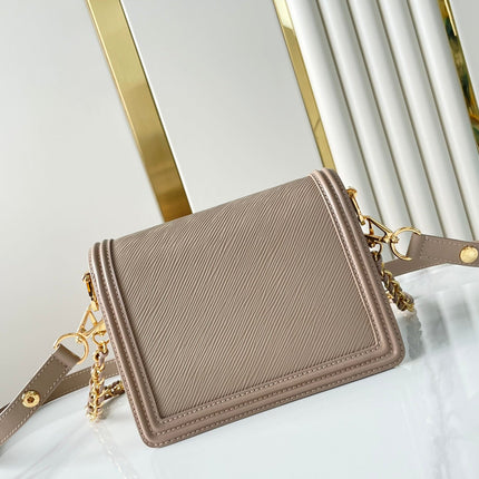 DAUPHINE MINI 20 IN MEDIUM BROWN EPI GRAINED CALFSKIN GOLD HARDWARE