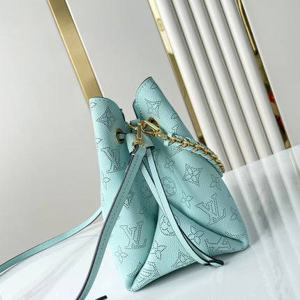 BELLA 22 IN SKY BLUE MONOGRAM PERFORATED CALFSKIN