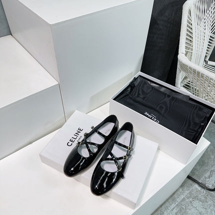 FLAT MARY JANE IN BLACK CALFSKIN