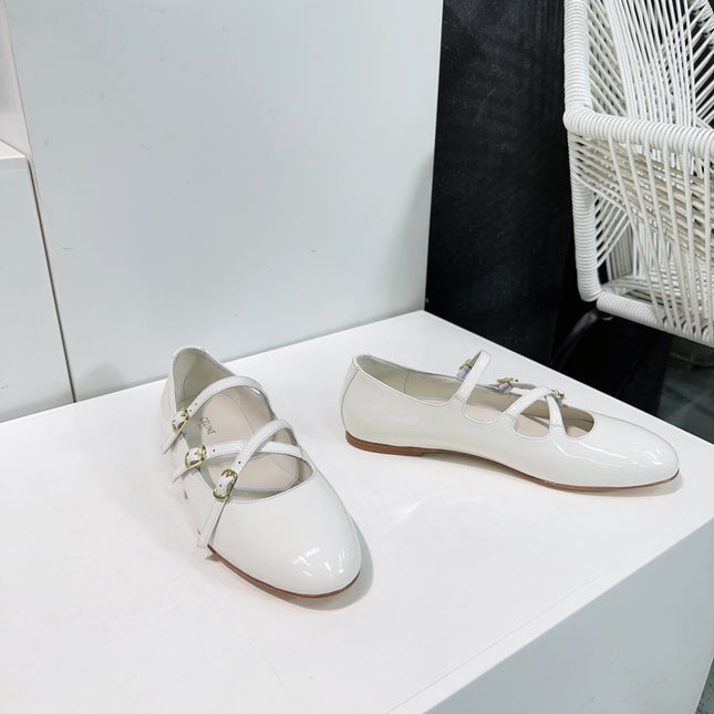 FLAT MARY JANE IN WHITE CALFSKIN