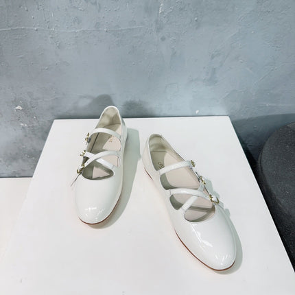 FLAT MARY JANE IN WHITE CALFSKIN