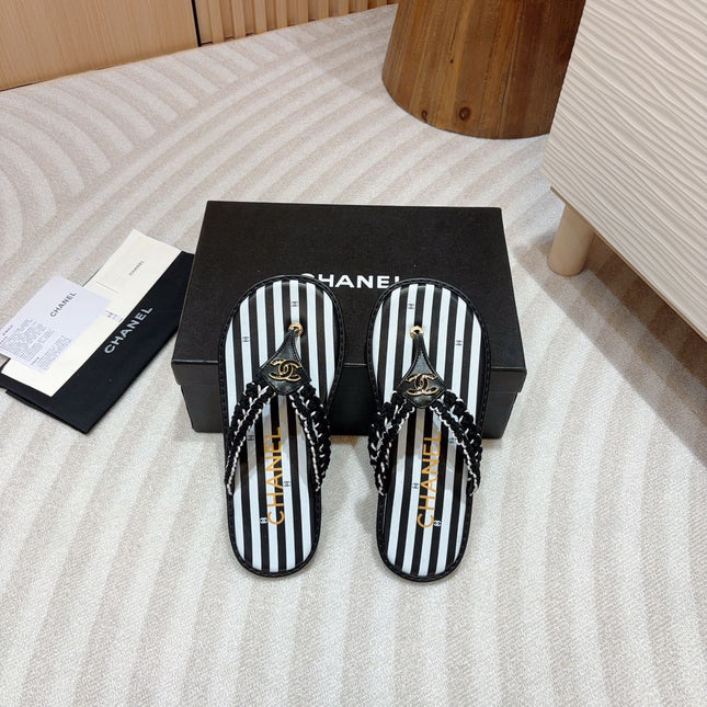 CC WOVEN FLIP FLOP WHITE MIX BLACK SHEEPSKIN
