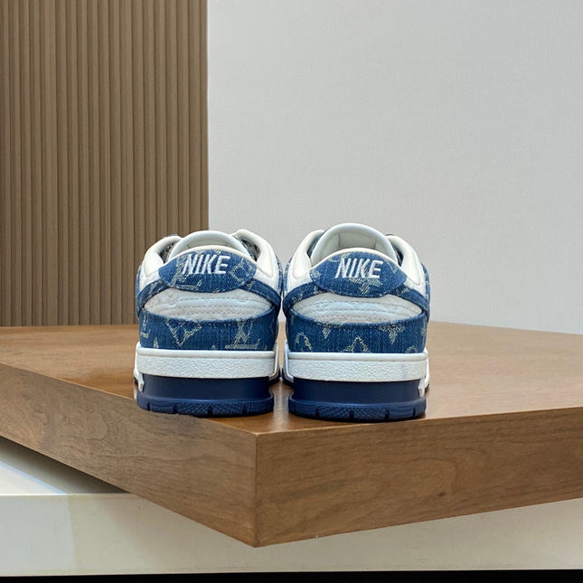 AIR TRAINER IN COBALT BLUE MIX WHITE CALFSKIN