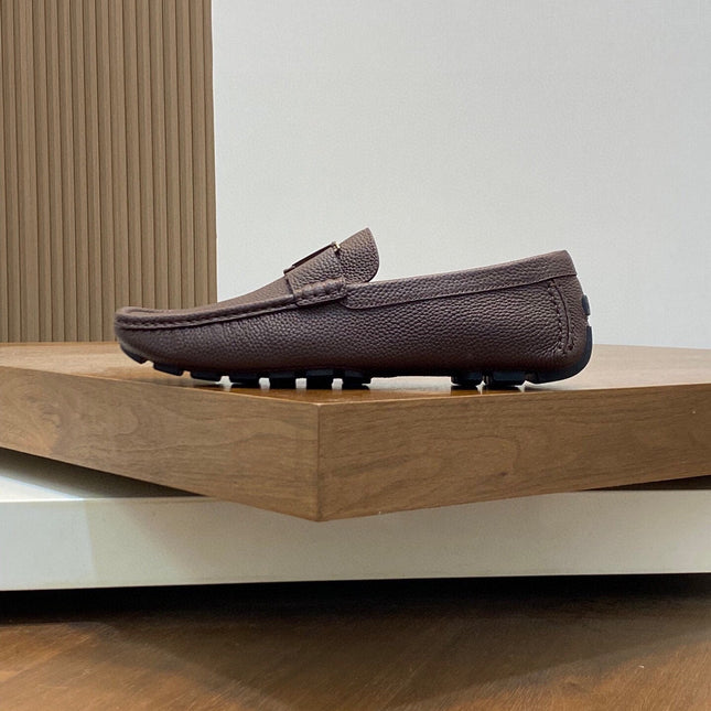 LV LOAFER IN CHOCOLATE BROWN WRINKLE CALFSKIN