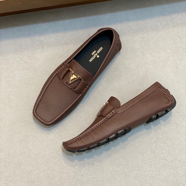 LV LOAFER IN CHOCOLATE BROWN WRINKLE CALFSKIN
