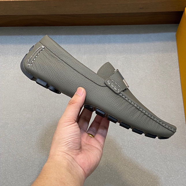 LV LOAFER IN SARDINE GREY WRINKLE CALFSKIN