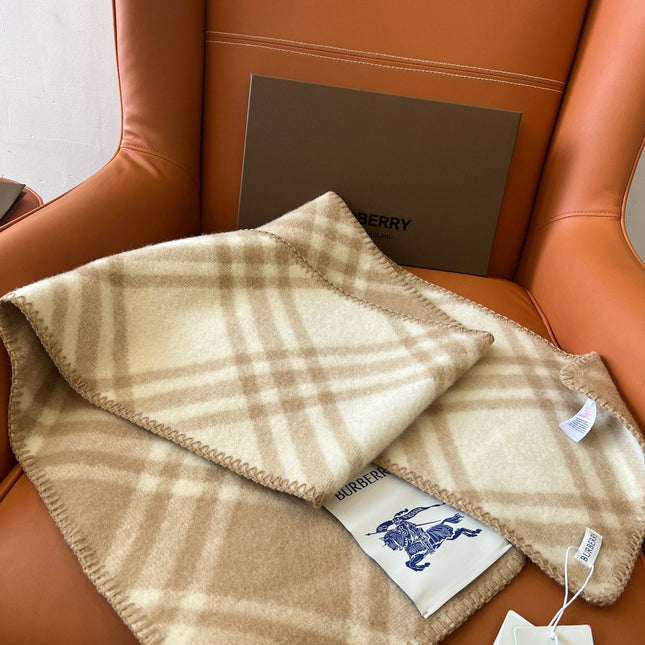 CHECK WOOL 182 CM SCARF CAMEL BROWN 405051
