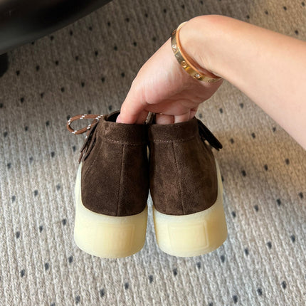 MIUMIU 26S CHUKKA BOOTS IN DARK BROWN SUEDE