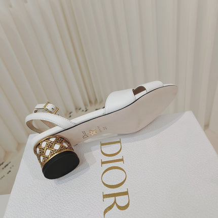 DIOR 26S METALLIC-HEEL SANDALS 40 MM IN WHITE LAMBSKIN