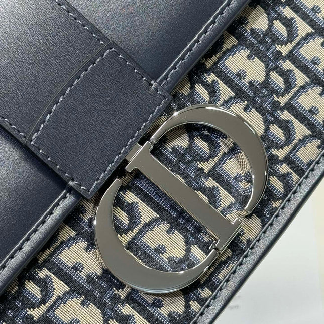 MONTAIGNE EAST-WEST BAG 24 IN BLACK LAMBSKIN AND MONOGRAM OBLIQUE JACQUARD
