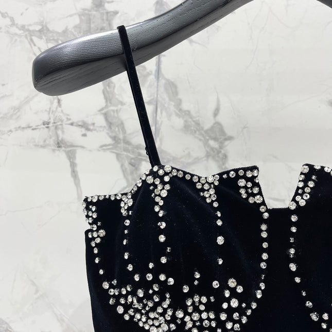 YSL 25S VELVET RHINESTONE DRESS STYLE 179