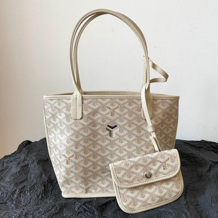 ANJOU MINI BAG 20 IN BEIGE GOYARDINE CANVAS AND CALFSKIN