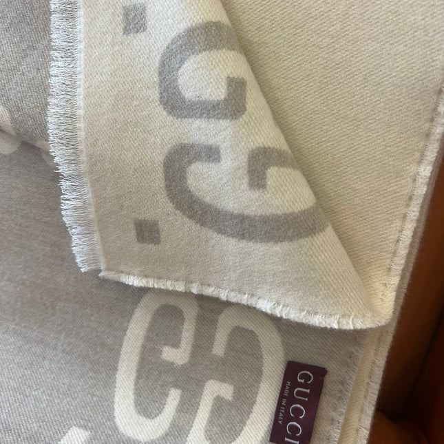 GUCCI 25S SCARF 190 IN WOOL SILK 636368