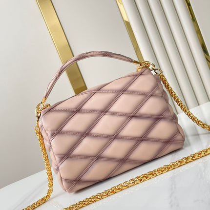 GO-14 MM 23 IN LIGHT PINK QUILTED LAMBSKIN GOLD HARDWARE