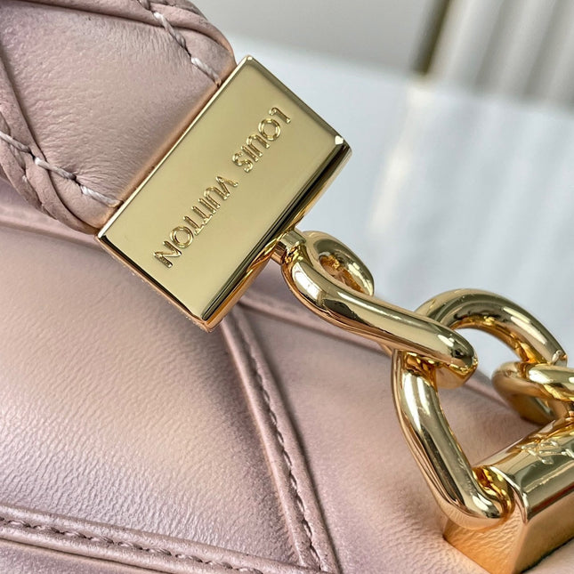 GO-14 MM 23 IN LIGHT PINK QUILTED LAMBSKIN GOLD HARDWARE