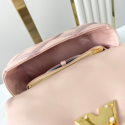 GO-14 MM 23 IN LIGHT PINK QUILTED LAMBSKIN GOLD HARDWARE
