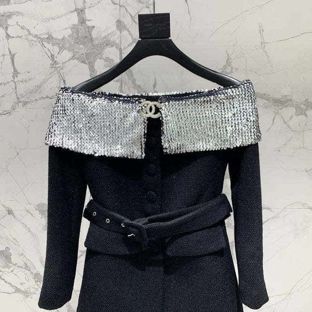 YSL 25S OFF-SHOULDER SEQUIN JACKET STYLE 185