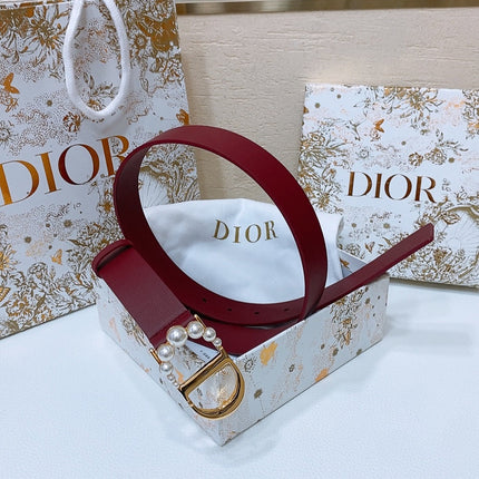 DIOR 25S BELT 30 MM IN RED CALFSKIN 586579