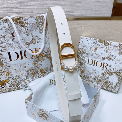 DIOR 25S BELT 30 MM IN WHITE CALFSKIN 586582